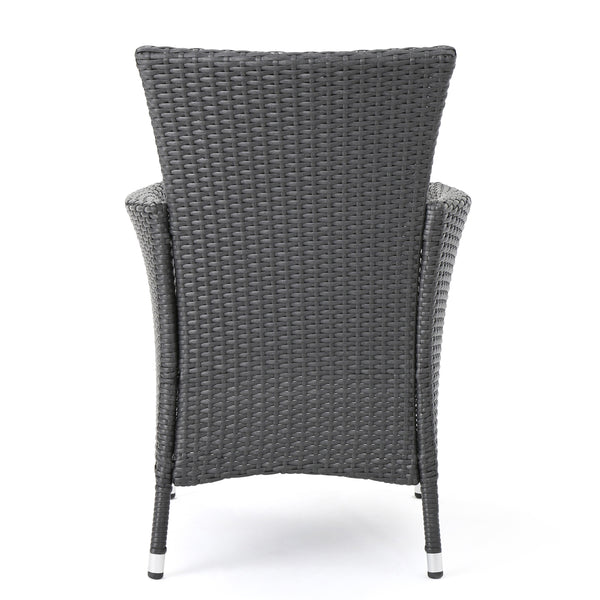 Gdf Studio James Outdoor 5 Piece Wood And Wicker Square Dining Set Gray And Gray