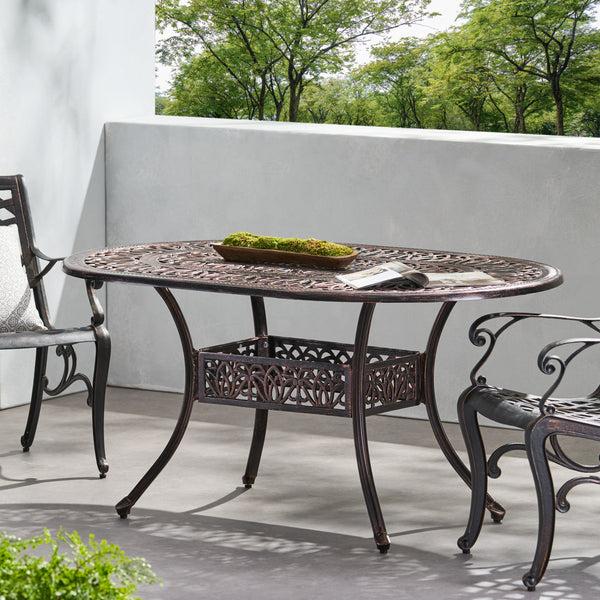 Gdf Studio Jameson Home Haitian Outdoor Cast Aluminum Oval Dining Table