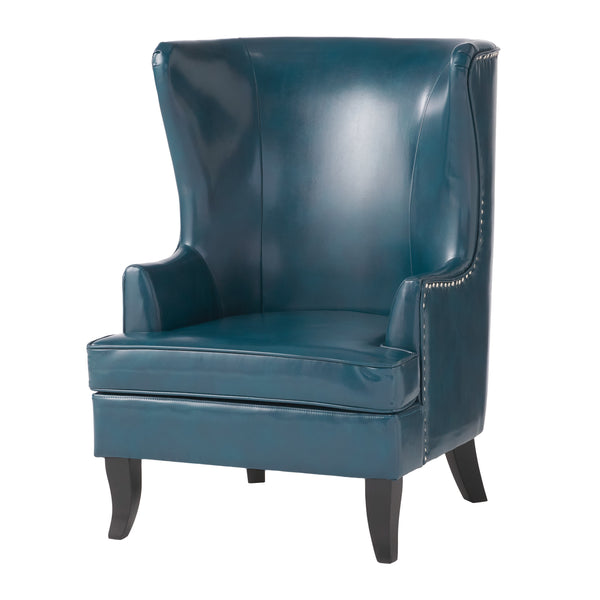 Gdf Studio Jameson Leather High Back Wingback Armchair