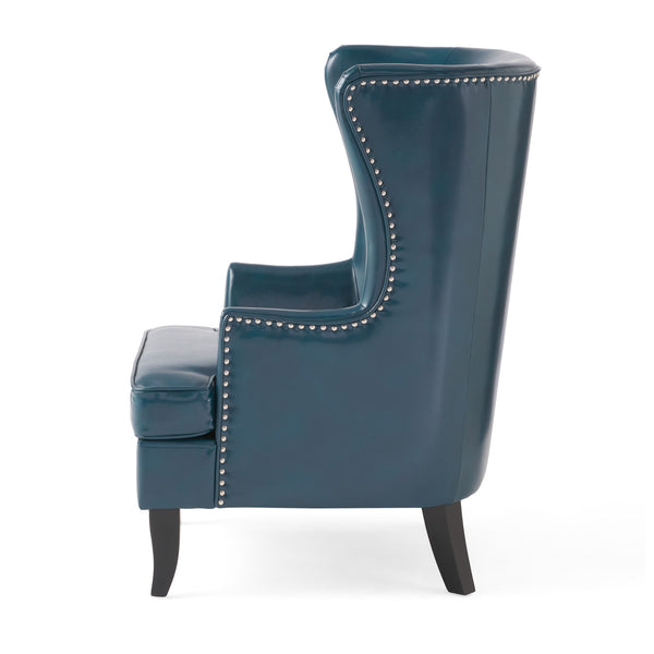 Gdf Studio Jameson Leather High Back Wingback Armchair