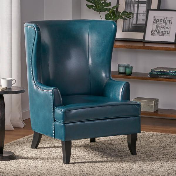 gdf studio Jameson Leather High Back Wingback Armchair