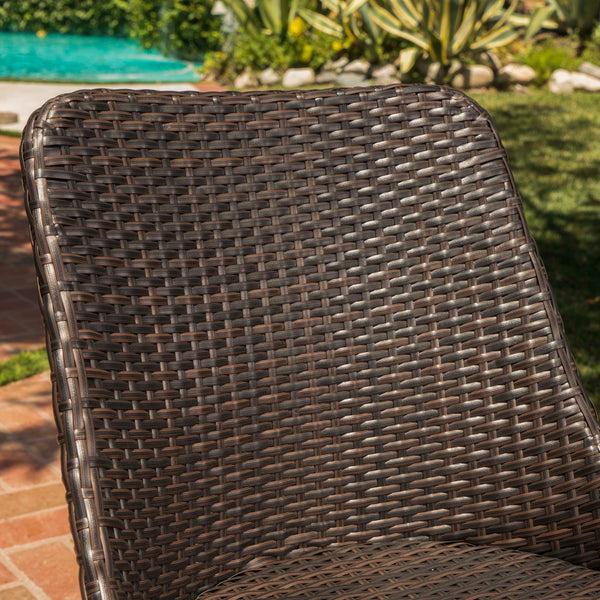 Gdf Studio Jamey Outdoor 9 Piece Multi-brown Wicker Dining Set With Wood Finished Metal Leg
