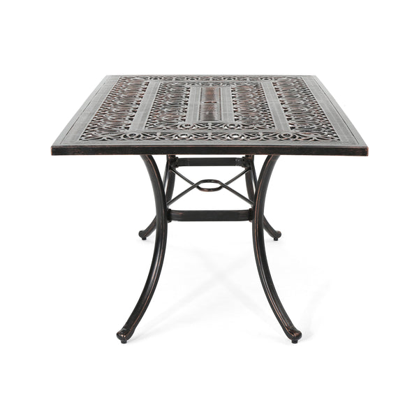 Gdf Studio Jamie Outdoor Rectangular Cast Aluminum Dining Table Shiny Copper