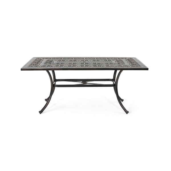 gdf studio Jamie Outdoor Rectangular Cast Aluminum Dining Table Shiny Copper