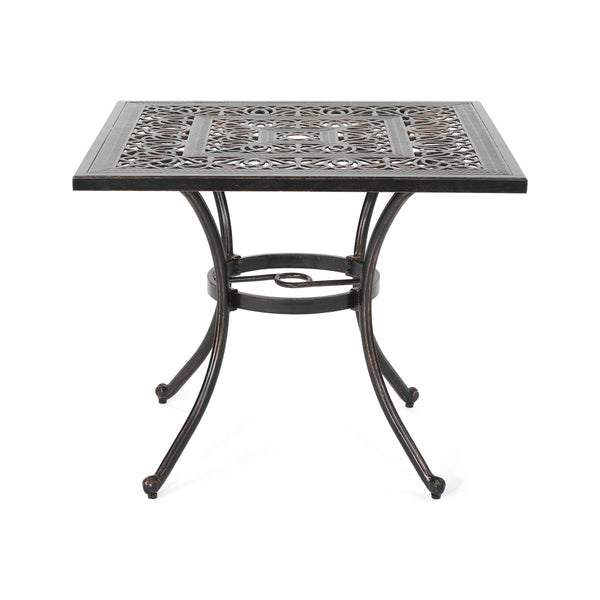 gdf studio Jamie Outdoor Square Cast Aluminum Dining Table Shiny Copper
