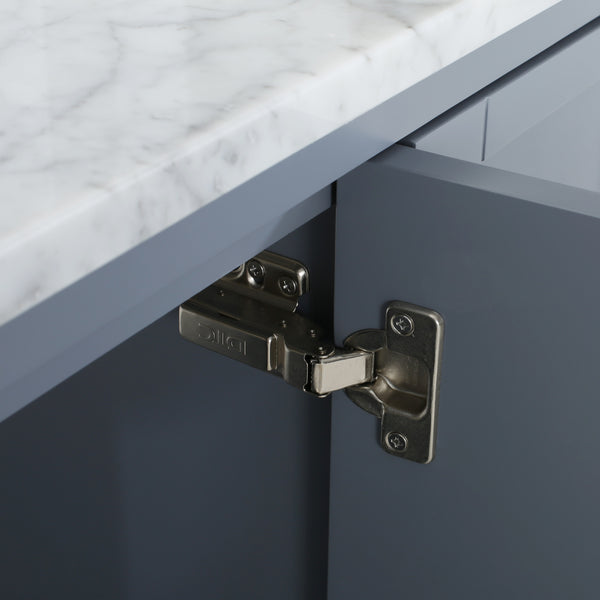 Gdf Studio Jamison Contemporary 48" Wood Single Sink Bathroom Vanity With Marble Counter Top With Carrara White Marble