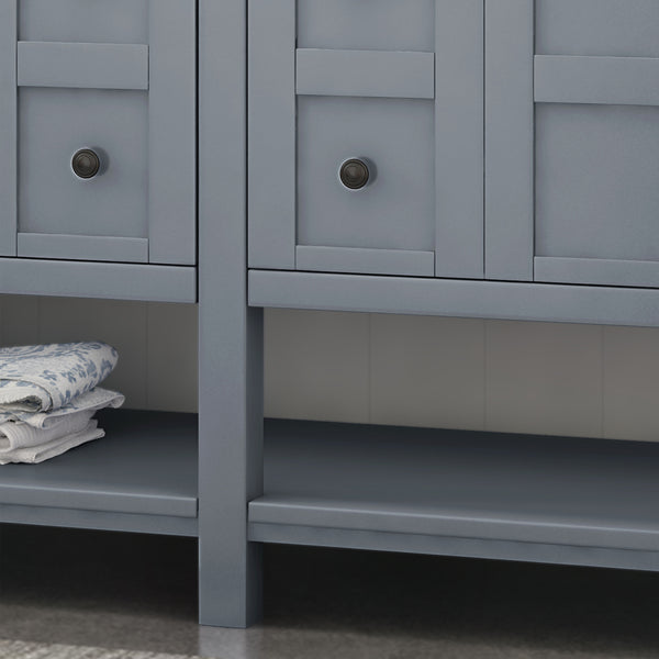 Gdf Studio Jamison Contemporary 72" Wood Double Sink Bathroom Vanity With Marble Counter Top With Carrara White Marble