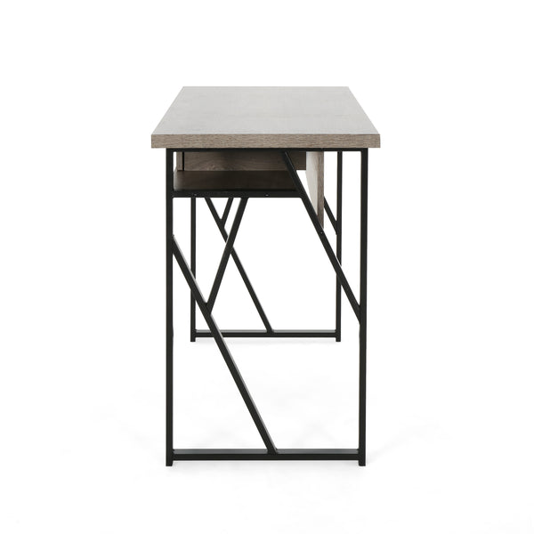 Gdf Studio Janet Modern Industrial Iron Frame Writing Desk With Drawer
