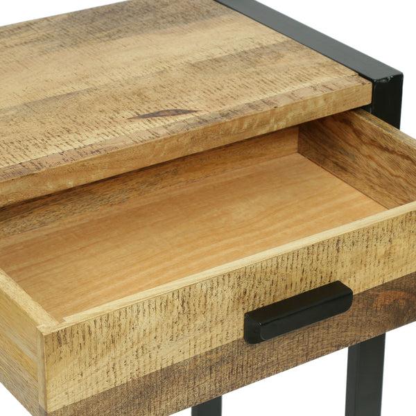 Gdf Studio Jarvi Modern Industrial Handcrafted Mango Wood Desk With Drawers Natural And Black