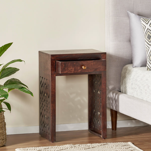Gdf Studio Jasia Traditional Mango Wood Bedside Table