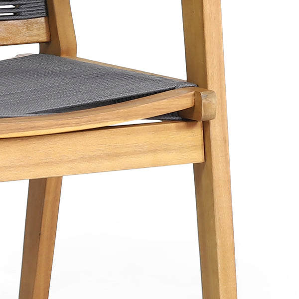 Gdf Studio Jasiel Outdoor Acacia Wood Dining Chair With Rope Seating (Set Of 2)