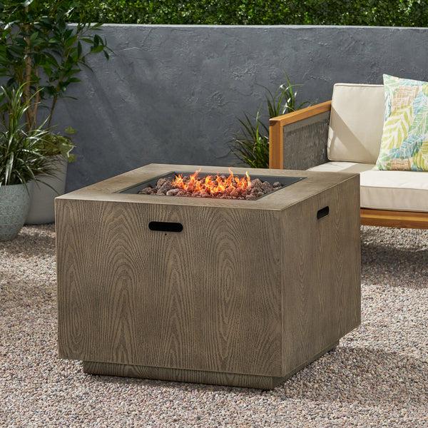 Gdf Studio Jasmine Cube Wood Finish Propane Fire Pit