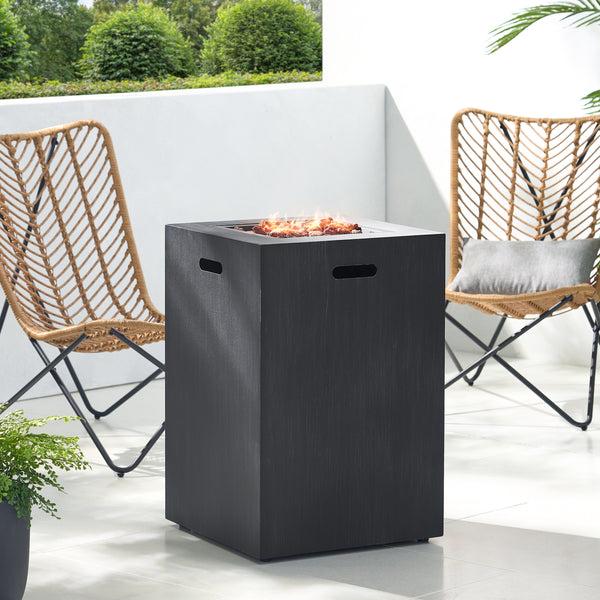 Gdf Studio Jasmine Outdoor 30 000 BTU Square Fire Column Brushed Black