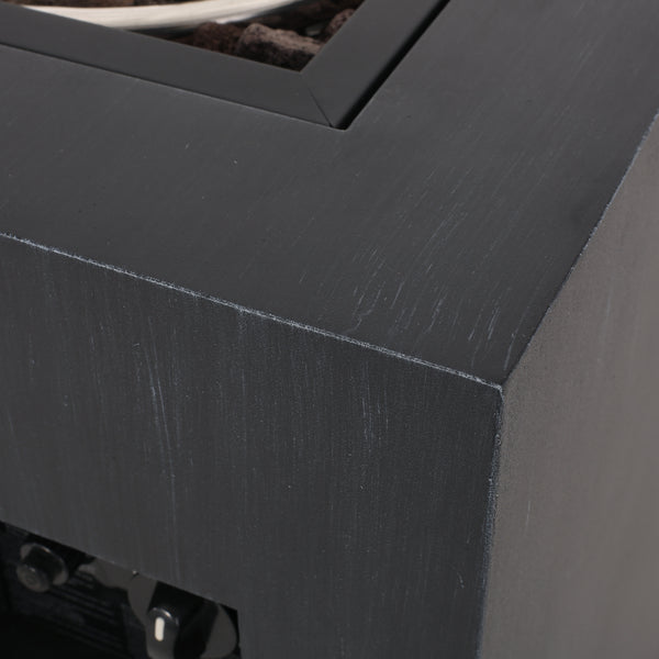 Gdf Studio Jasmine Outdoor 30 000 BTU Square Fire Column Brushed Black