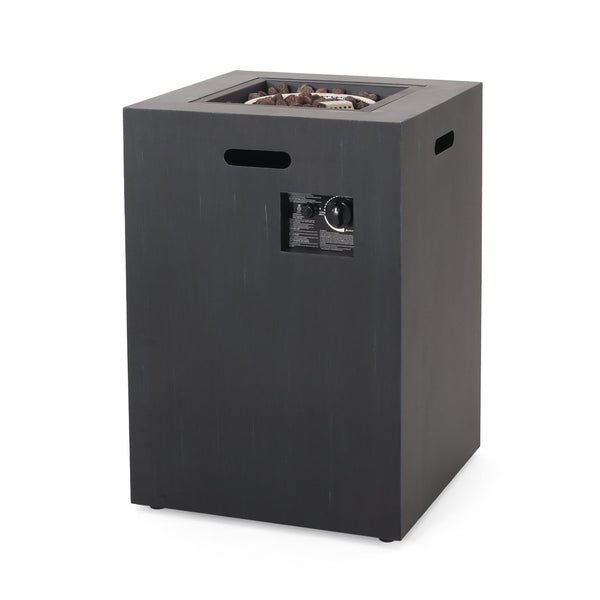 gdf studio Jasmine Outdoor 30 000 BTU Square Fire Column Brushed Black
