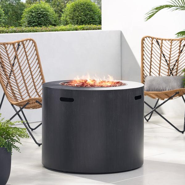Gdf Studio Jasmine Outdoor 40 000 BTU Circular Fire Pit Brushed Black