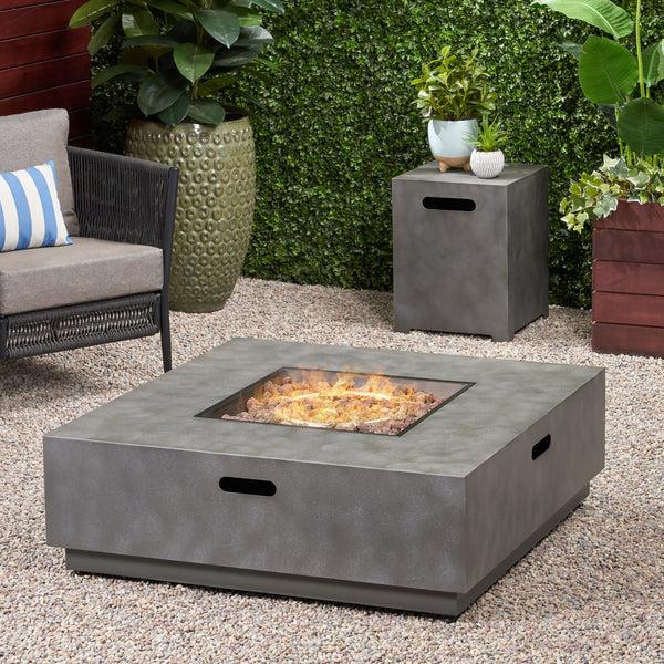 Gdf Studio Jasmine Outdoor 40-Inch Square Fire Pit With Tank Holder