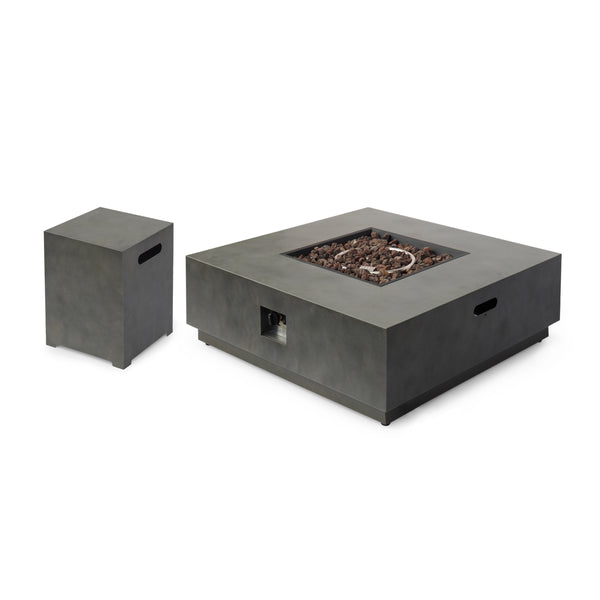 gdf studio Jasmine Outdoor 40-Inch Square Fire Pit with Tank Holder