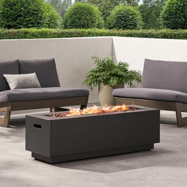 Gdf Studio Jasmine Outdoor 50 000 BTU Rectangular Fire Pit (No Tank Holder)