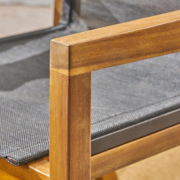 Gdf Studio Jasmine Outdoor Acacia Wood 7 Piece Dining Set With Mesh Seats