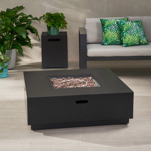 Gdf Studio Jasmine Outdoor Dark Gray Finish Iron 40 Inch Square Fire Pit - 50 000 BTU