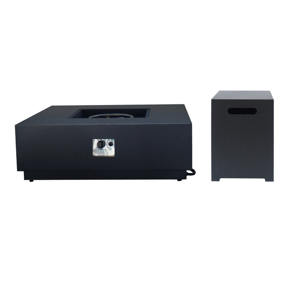 gdf studio Jasmine Outdoor Dark Gray Finish Iron 40 Inch Square Fire Pit - 50 000 BTU