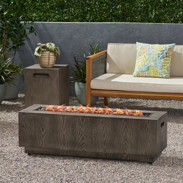 Gdf Studio Jasmine Rectangular Wood Finish Propane Fire Pit