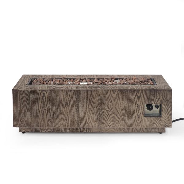 Gdf Studio Jasmine Rectangular Wood Finish Propane Fire Pit