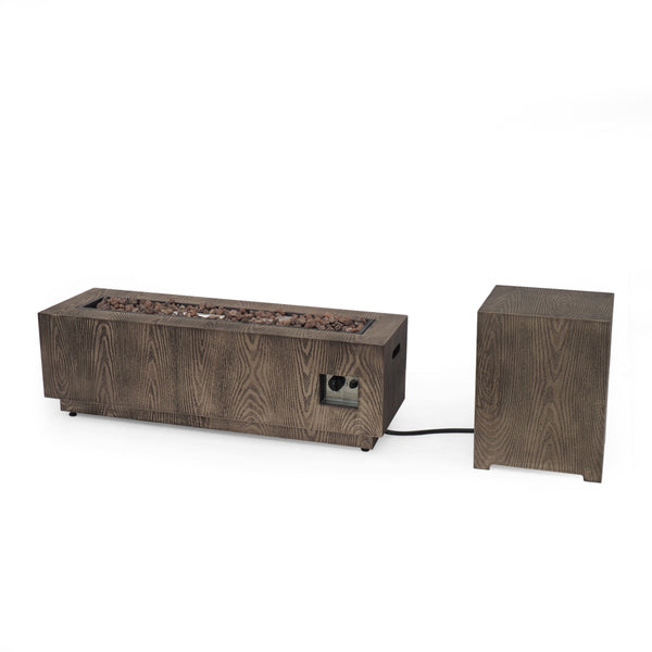 gdf studio Jasmine Rectangular Wood Finish Propane Fire Pit