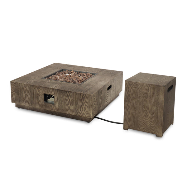 gdf studio Jasmine Square Wood Finish 50 000 BTU Propane Fire Pit