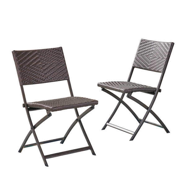 gdf studio Jason Outdoor Brown Wicker Folding Chair (Set of 2)
