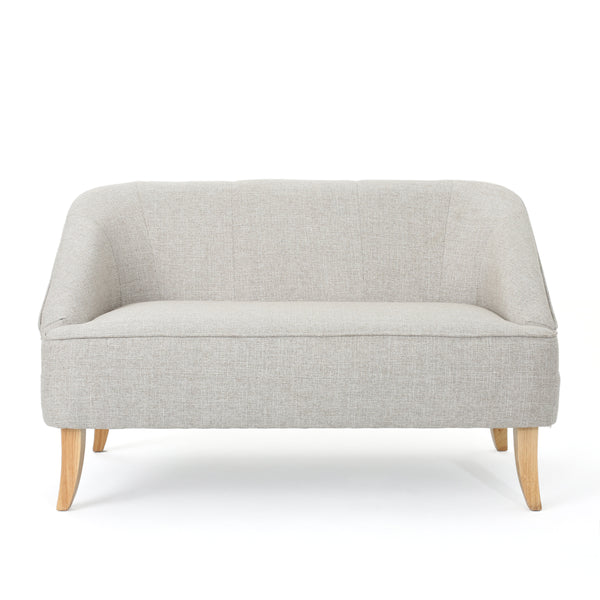 gdf studio Jasper Mid-Century Modern Fabric Upholstered Shell Loveseat w/ Channel Stitching