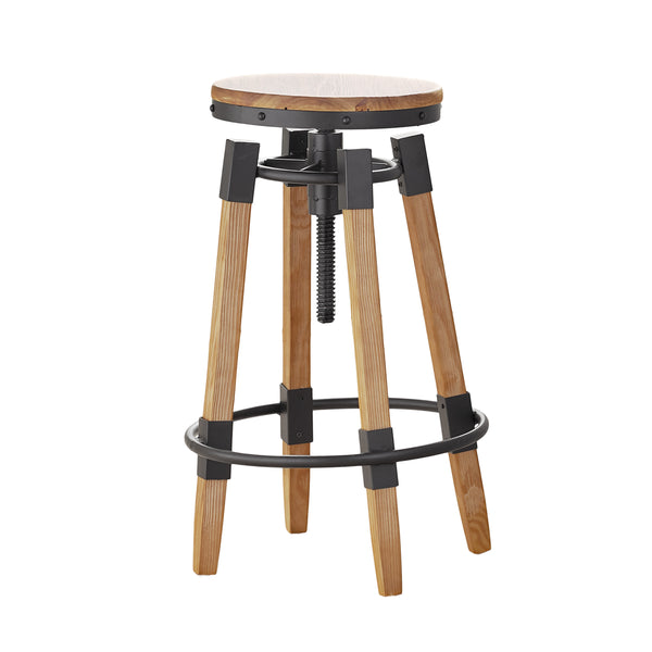 Gdf Studio Javadel Modern Industrial Antique Firwood Adjustable Barstool With Iron Accents
