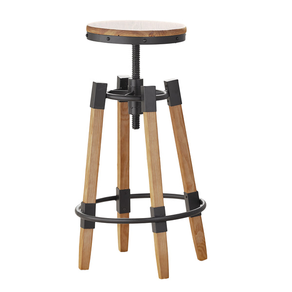 gdf studio Javadel Modern Industrial Antique Firwood Adjustable Barstool with Iron Accents