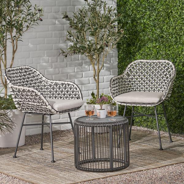 Gdf Studio Javontae Outdoor 3 Piece Wicker Chat Set