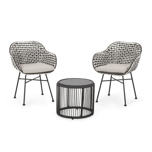 gdf studio Javontae Outdoor 3 Piece Wicker Chat Set