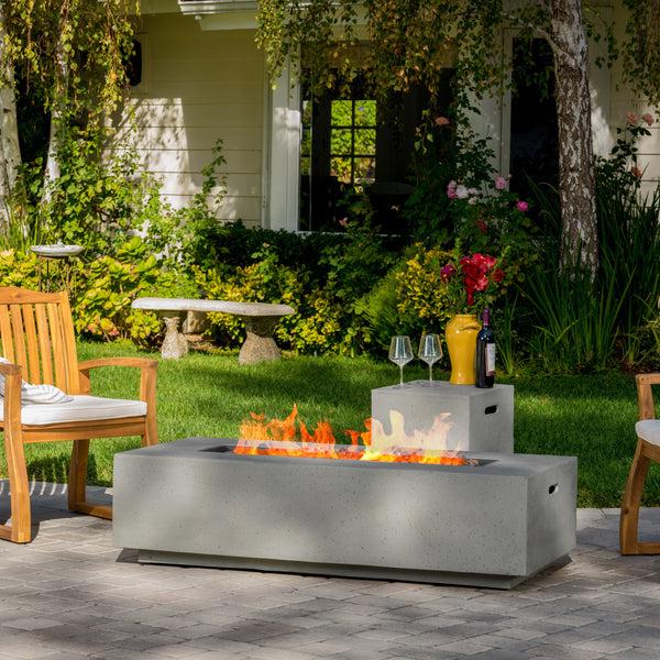 Gdf Studio Jaxon Outdoor 50 000 BTU Rectangular Fire Table With Tank Holder