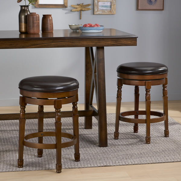 Gdf Studio Jaxx Brown Leather Swivel 26-Inch Counter Stool (Set Of 2)