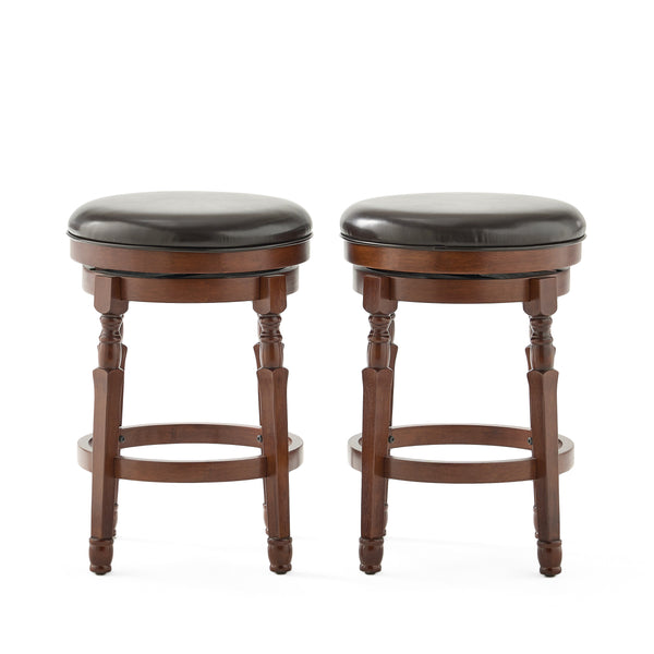 gdf studio Jaxx Brown Leather Swivel 26-Inch Counter Stool (Set of 2)