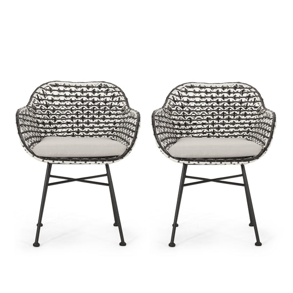 gdf studio Jayline Outdoor Wicker Chair with Cushion (Set of 2)