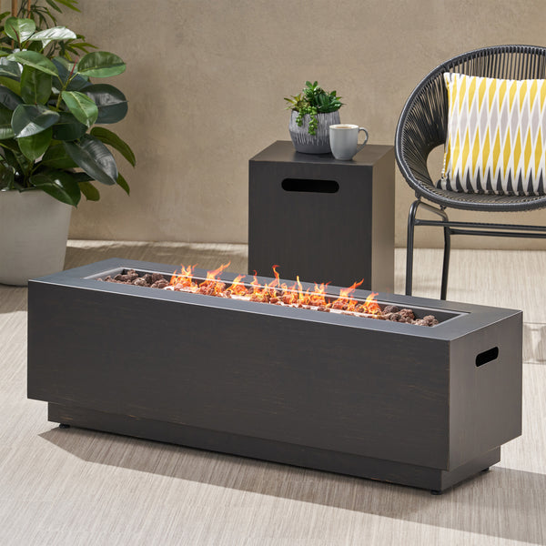 Gdf Studio Jefferson Outdoor Rectangular Fire Pit With Tank Holder