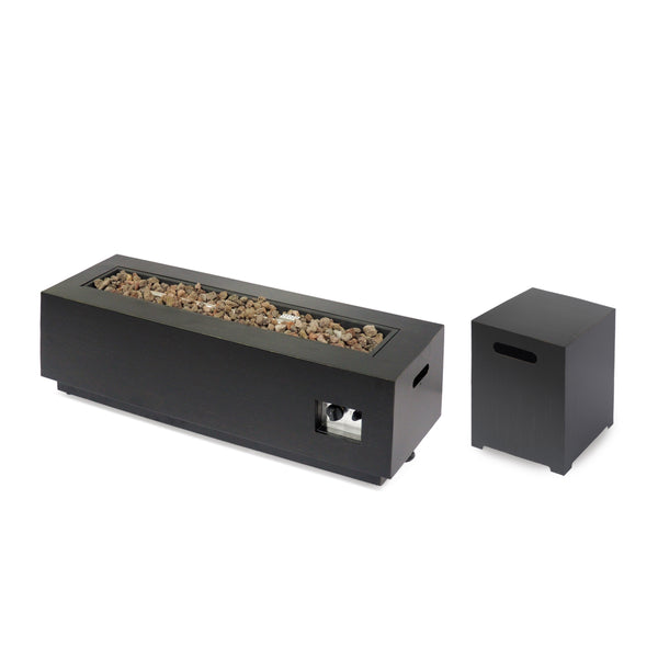 gdf studio Jefferson Outdoor Rectangular Fire Pit with Tank Holder