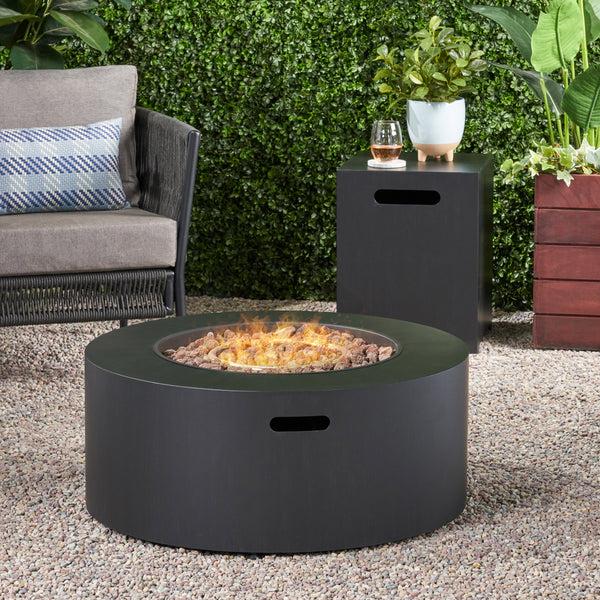 Gdf Studio Jefferson Outdoor Round Fire Pit With Tank Holder