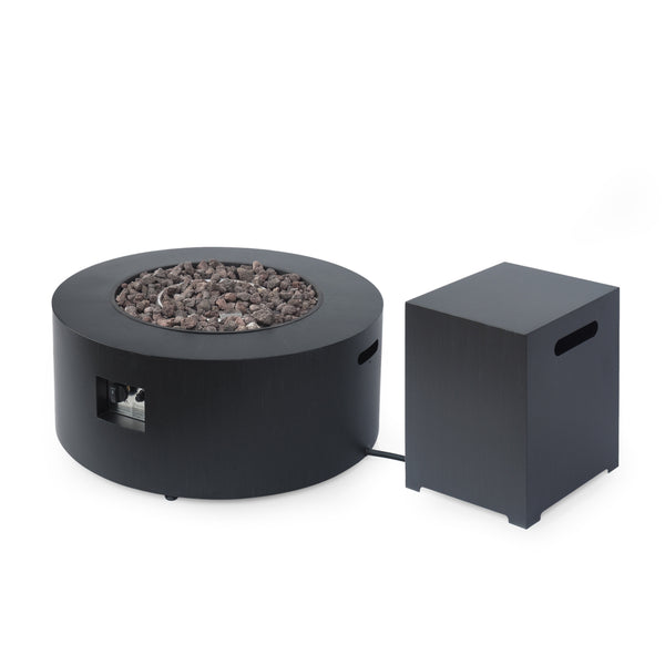 gdf studio Jefferson Outdoor Round Fire Pit with Tank Holder