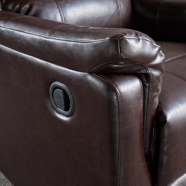 Gdf Studio Jemma Tufted Brown Leather Swivel Gliding Recliner Chair