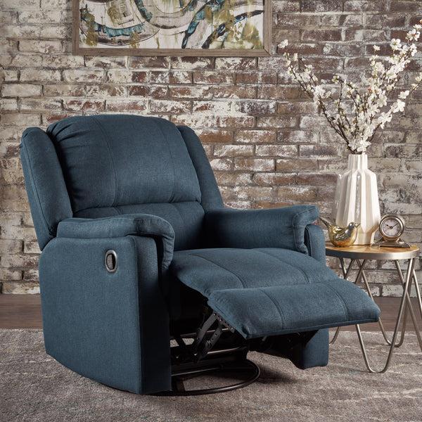 Gdf Studio Jemma Tufted Fabric Swivel Gliding Recliner Chair
