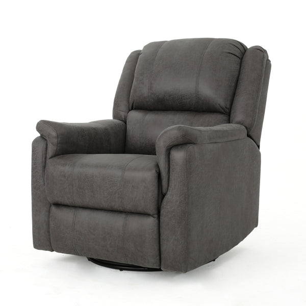 Gdf Studio Jemma Tufted Slate Microfiber Swivel Gliding Recliner