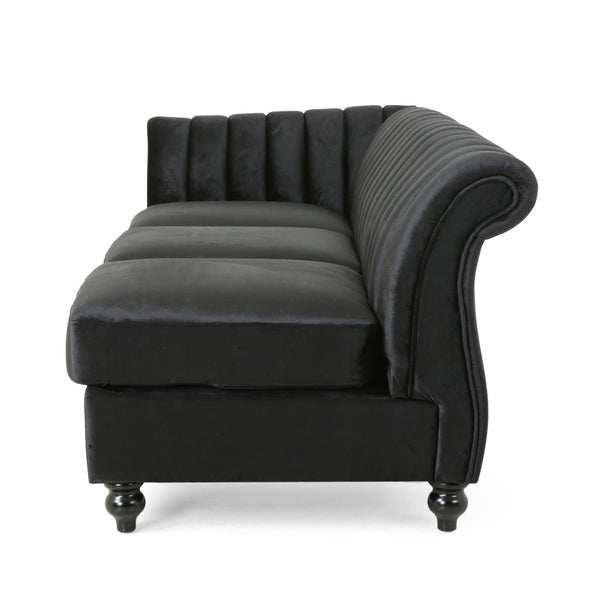 Gdf Studio Jenera Modern Glam Velvet Channel Stitch Sectional Sofa Set