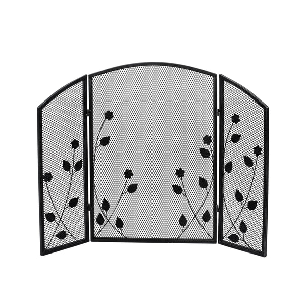 Gdf Studio Jenna Modern Iron Firescreen With Leaf Accents