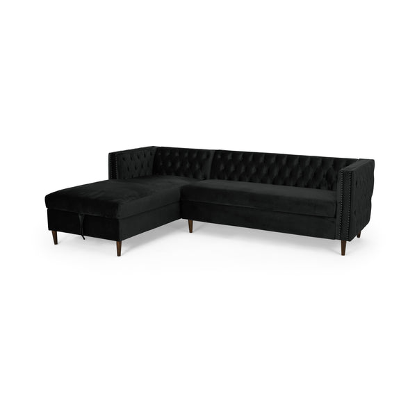 gdf studio Jephthah Contemporary Tufted Velvet Sectional Sofa with Storage Chaise Lounge